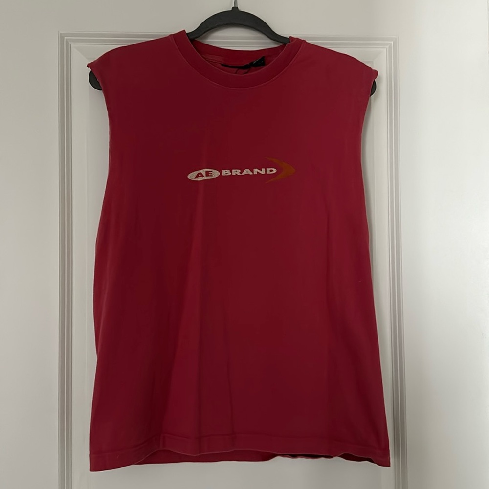 👕 Vintage Y2K American Eagle AE Brand Red Muscle Tee Tank Top S